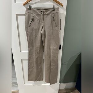 NWT Alfani Flare Pants Size 4 colorSummer straw tan Zipper Pockets MSRP 69